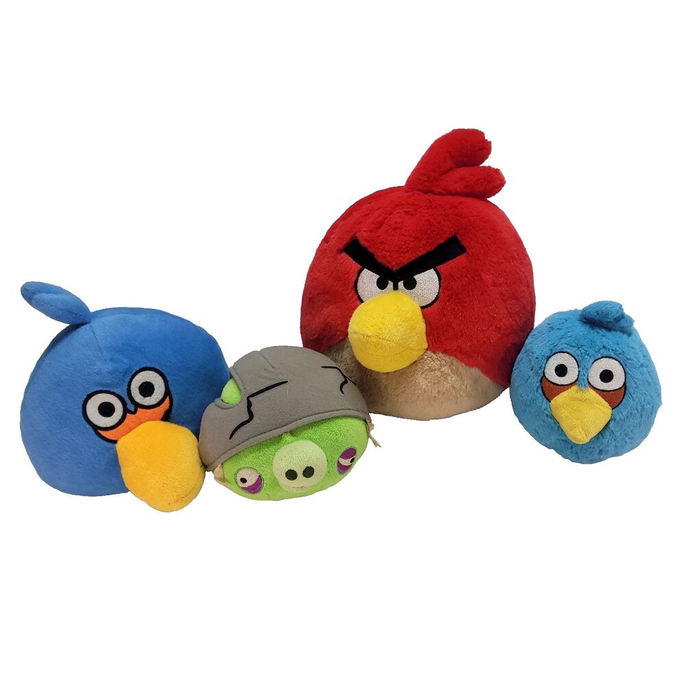 Angry Birds Pig Plush Lot Blue‎ Jay Red Cracked Corporal Pig Game characters